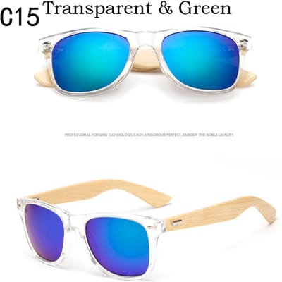 Houten Zonnebril Mannen Vrouwen Vierkant Bamboe Vrouwen voor Vrouwen Mannen Spiegel Zonnebrillen Oversized Klassieke Stijl De Sol Masculino Handgemaakt blue
