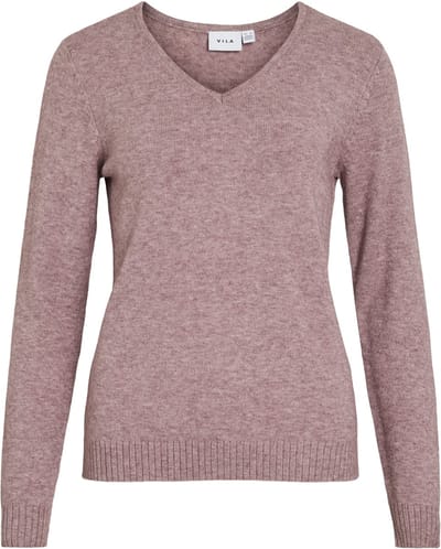 VILA Dames Dunne Gebreide Trui Knitted Basis Stretch Sweater Lange Mouw V-Hals Shirt VIRIL
