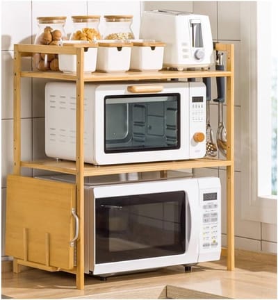 Magnetronrek 3-laags - Keukenplank Ovenplank - Keuken Organiseren - Gemaakt van bamboe - 55x35x67cm - Niet gespecificeerd