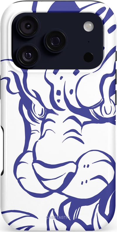 Casetastic hoesje geschikt voor Apple iPhone 17 Pro - MagSafe - Dubbellaagse bescherming - Blauwe Panter Hoofd - Fashion Case - Wit Lavendel Donkerblauw Lichtgrijs