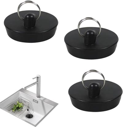 Set van 3 Rubber Stoppen voor Afvoer, Geschikt voor Keuken en Badkamer, Ideaal voor Wasbakken en Badkuipen met Haak