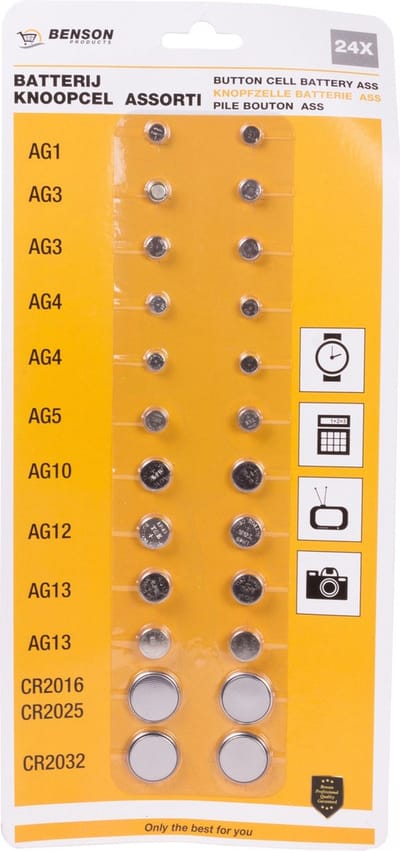 Konnoc Batterij Knoopcel 10 Soorten (24 Delig)
