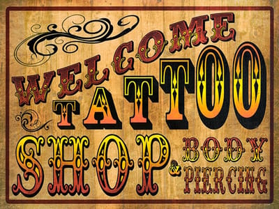 Signs-USA - Tattoo Sign - metaal - Tattoo Welcome - 20 x 30 cm