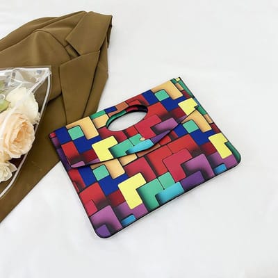 Nouvelle Mode d'Été Sac Enveloppe Coloré à Carreaux à Main Design de Niche Haute Valeur Mode Tendance Petit Sac Carré blue