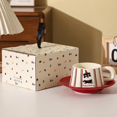 Sterprins Schattige Kunst Keramische Koffiekop Schotel Set Cadeau Hoge Precisie Frisse Keramische Kop Verjaardagsgezelschap 401-500ml