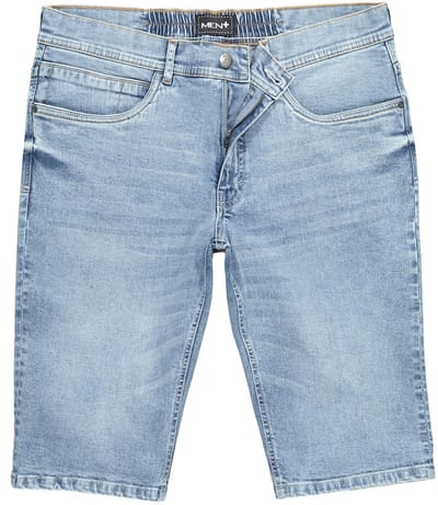 Men Plus - Heren - jeansbermuda denim FLEXLASTIC® buikfit straight fit tot 72 - Gebleekt denim - Maat 52