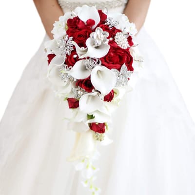 Bruidsboeket met Calla Lelies en Rozen | 28 cm Bruiloft Decoratie