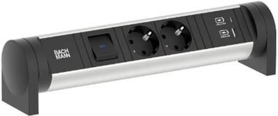 Bachmann CYCLE Desk bureau stekkerdoos met schakelaar 2-voudig + USB A/C - 0.2m GST18 (708.001)