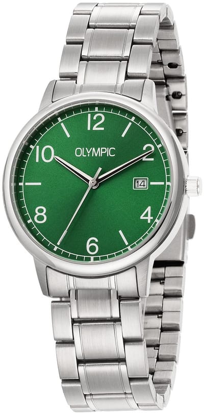 Olympic OL80HSS003 Henri Heren Horloge - Mineraalglas - Staal - Zilverkleurig - 37 mm breed - Quartz - Vouw/Vlindersluiting - 5 ATM (douchen)