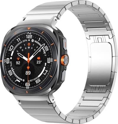 Bandz Titanium band ‘One Bead’ - geschikt voor Samsung Galaxy Watch Ultra 2 (2026) / Ultra (2024/2025) - inclusief horloge inkort set (zilver)
