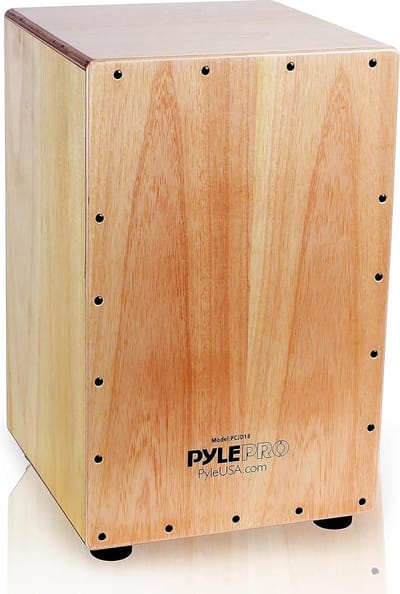 Pyle Houten Cajon, Handgemaakte Percussiedoos, Compact en Lichtgewicht Jam Cajón met Interne Snaren en Rubberen Poten,