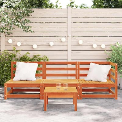 vidaXL - Tuinbank - 3-zits - massief - grenenhout - wasbruin