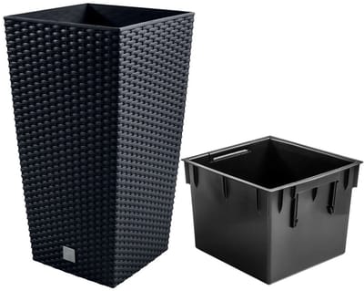 Prosperplast Rato Square - Bloempot - Antraciet - Strakke Vorm - Duurzaam Materiaal - 40x40x75 cm