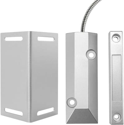 Metalen Deur Sensor - Magnetische Contact Schakelaar - Beveiliging Garagedeur - Normaal Gesloten Contact - 50mm Werking - Zilver