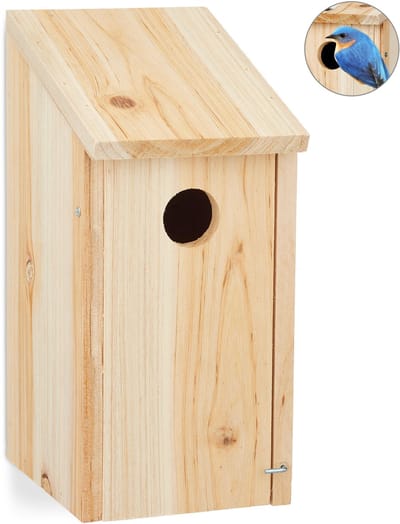 nestkast hout - 26 x 12 x 14,5 cm - koolmees - hangend - onbehandeld - Ø 3,2 cm