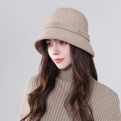 Wollen hoed in Hepburn-stijl voor dames in de herfst en winter Franse retro kleine geurstijl pothoed temperament beroemdheid winter warme vissershoed One Size gray