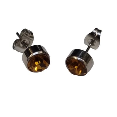 Aramat Jewels | Oorbellen | Zilverkleurige Oorbellen met Lichtbruine kristal | | | | | | Kinderen, Volwassenen | Verkleurd niet