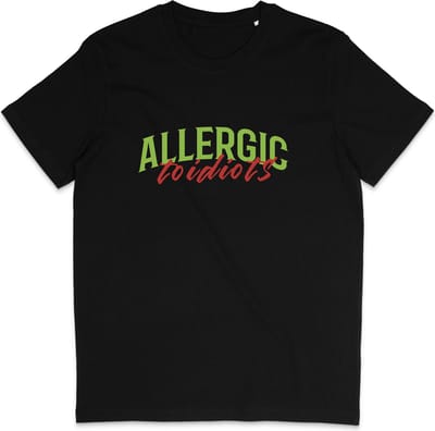 T Shirt Heren Dames - Grappige Tekst: Allergisch voor Idioten - Zwart - XS