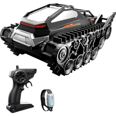 Afstandsbediening Stuntauto, 2,4 GHz Amfibisch pantservoertuig All Terrain Land Water Speelgoed met 3 1 Battery