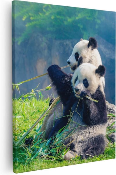 Artaza Canvas Schilderij Panda - 40x50 cm - Wanddecoratie Bos - Muurdecoratie Dierenschilderij - Kamer Accessoires Jungle