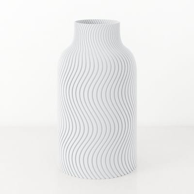 Fleuriek Vaas - Wit - H40cm - Japandi - Wavy patroon vaas - Design vaas van bio kunststof - Tafeldecoratie