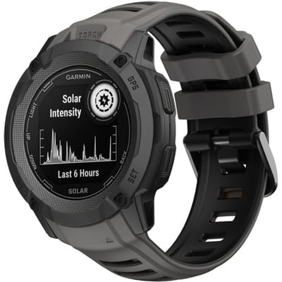 Strap-it Siliconen sport smartwatch bandje met gespsluiting - geschikt voor de grotere Garmin Instinct 2x (donkergrijs/zwart)