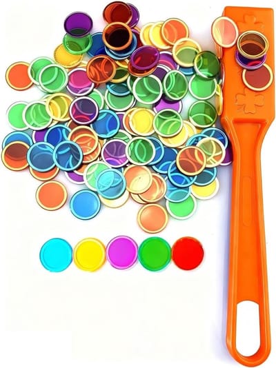 Speel Magnetisch Bingo met 100 Kleurrijke Chips en Magnetische Stok voor Gezelligheid met Kinderen en Familie