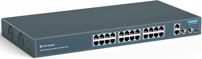 PoE Switch 24 poorten met Gigabit Ethernet uplink, SFP-poorten en 400W PoE+