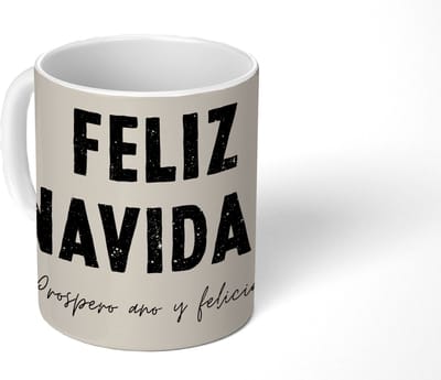 Mok - Koffiemok - Kerst - Quotes - Feliz navidad - Kerstmis - Feestdagen - Mokken - 350 ML - Beker - Koffiemokken - Theemok - Tafeldecoratie Kerstmis - Kerstdecoratie tafel - Tafelversiering - Mok met Tekst