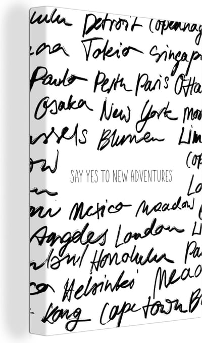 Canvas Schilderij Spreuken - Quotes - Say yes to new adventures - London - 20x30 cm - Wanddecoratie
