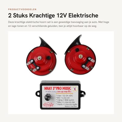 Dailygoods - 2 Stuks Krachtige 12V Elektrische Hoorn voor Auto