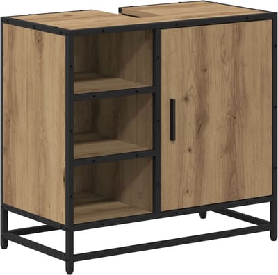 vidaXL - Badkamerkast - Artisan - Eiken - 65 - x - 33 - x - 60 - cm - Bewerkt - hout