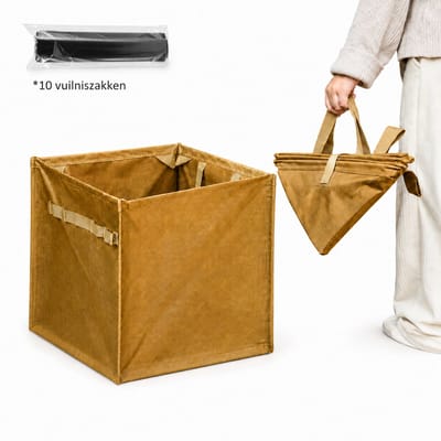 Sercano Opvouwbare Prullenbak 60L – Voor Picknick, Camping en Tuin – Waterdicht & Lekvrij – Max. Draagvermogen 1,5 kg – Inclusief 10 Vuilniszakken – Geel