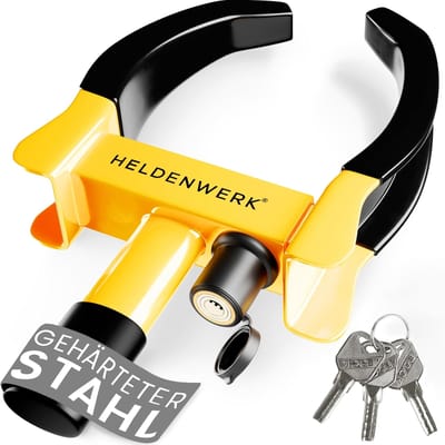 Heldenwerk Parkklauw Wielklem - voor 18-30cm bandbreedte - 10x10x10mm - Zwart/Geel