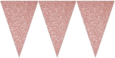 Vlaggenlijn glitter rosegoud - kartonnen vlaggentjes