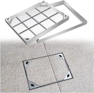 Septic Tankhoes - Putdeksel Afdekking - Inspectie en Onderhoud - Roestvrij Staal 304 - 30 x 30 cm - Zilver