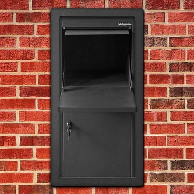 LOGIXBOX - Inbouw Pakketbrievenbus - Frontbox Inbouw incl. 1 Afwerkingsframe - Grijs - 1.0 mm dik staal - 3puntsluiting - XL Pakketten (40 x 35 x 32,5 cm)