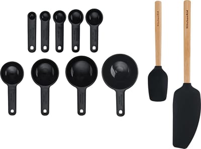 Bakgerei Set, 11-Delig, XL Spatel, Zwart, Bamboe, Siliconen, Hittebestendig - KitchenAid