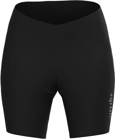 Rh+ RH+ Pace HW Short 18cm Dames - Premium Fietsbroek Flow Pad - Zwart - Zwart ZWART - Maat L
