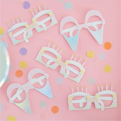 8 pastelkleurige verjaardag brillen - Feestdecoratievoorwerp