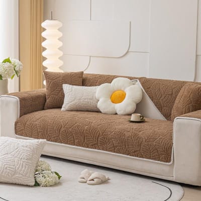 Blad Jacquard Bankhoes Woonkamer Antislip Zacht Verdikt Bankhanddoek Mat L-Vorm Bankhoes Woondecoratie Kussenhoes 70x70cm 1pcs