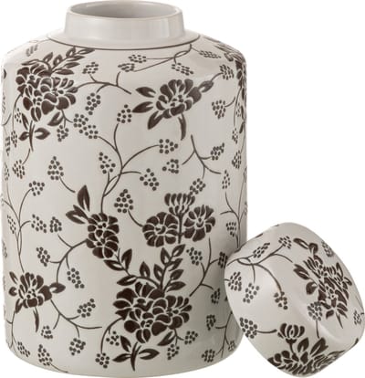 J-Line urne decoratief Zen - porselein - wit/zwart - large