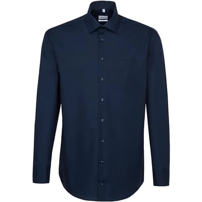 Seidensticker regular fit overhemd - donkerblauw (contrast) - Strijkvrij - Boordmaat: 40 (EU maat: M)