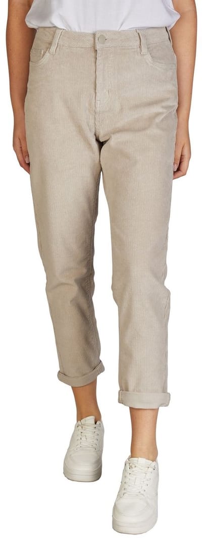 DENIMFY Dames Cord DFLisa regular/straight Beige XXL Volwassenen Broek Pantalon
