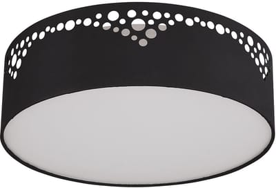 Plafondlamp Woonkamerlamp Ganglamp Eetkamerlamp, metaal zwart kunststof opaal textiel wit, 2 vlammen E27, D 35 cm