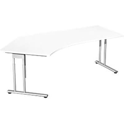 Hoekbureautafel 135° PALENQUE, C-poot, hoek links, B 2165 x D 800/1130 x H 680-820 mm, wit