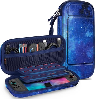 Geschikt voor Nintendo Switch 2 - Hard Shell Beschermhoes - Draagbare Reistas met 20 Game Card Slots - Binnenzak voor Accessoires - Blauwe Hemel