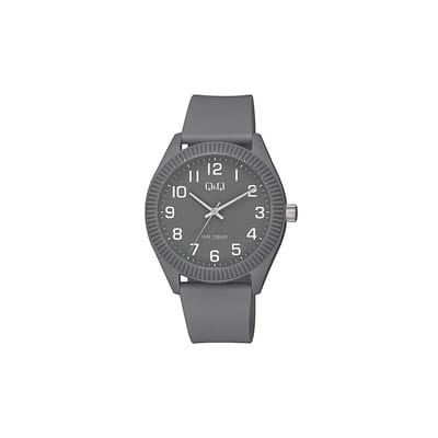 Q&Q V12A-008VY - Horloge - Sport - Analoog - Unisex - Plastic band - Rond - Kunststof - Cijfers - Grijs - Wit - 10 ATM
