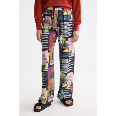 Scotch & Soda Gia - Mid Rise Wide Leg Elasticated Trousers Art Dept Collag Taglia: XS/30 | Pantaloni Outlet | Donna
