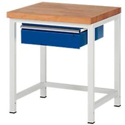Werkbank serie 8000, vast, met hangende schuiflade, B 750 x D 700 x H 840 – 1040 mm